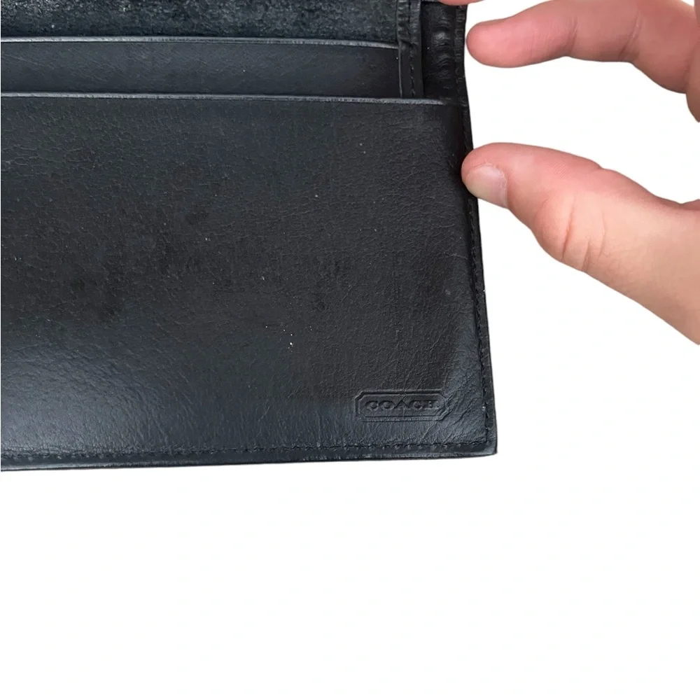 Vintage Coach Water Buffalo Combination Wallet Checkbook Black Leather 4859 Used